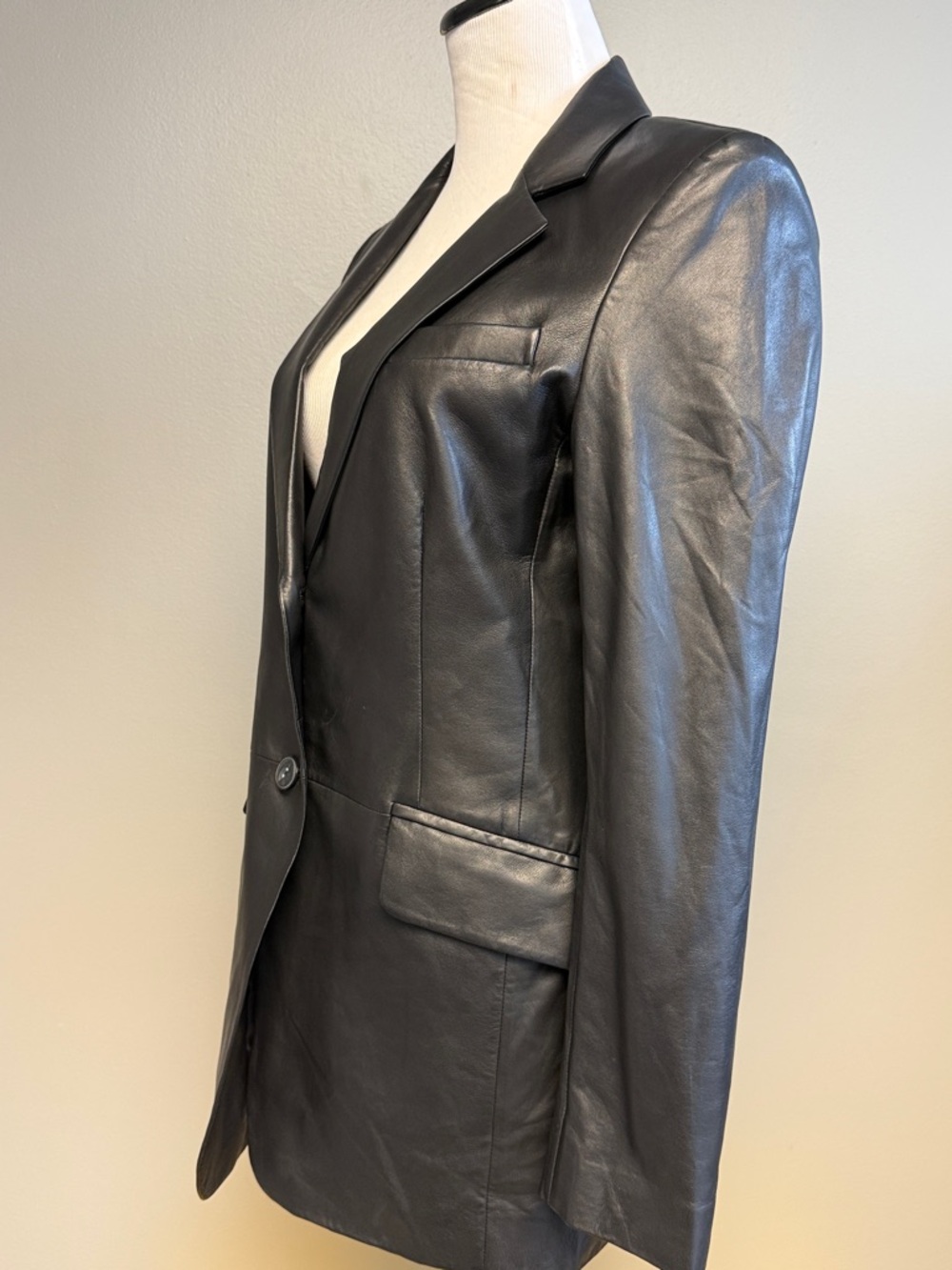 Rag & Bone Lamb Leather Blazer Black Size 2 Tailored Jacket - Picture 6 of 9
